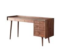 RUNZE765Z Bureau Classique Walnut Wood Laptop Desk Writing with Storage, Modern Home Office Workstation with 4 Drawers pour écrire(S)