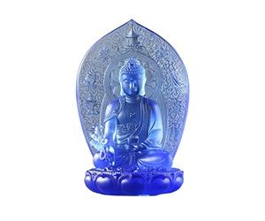 RUNZE765Z Décorations d'intérieur Décoration de Base Lotus Statue Bouddha émaillée, offrant à la Maison du maître médecine Zen Feng Shui au Bureau