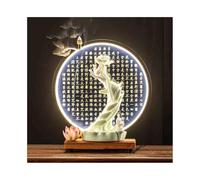 RUNZE765Z Décorations d'intérieur La Fleur de Lotus en Forme Main Bouddha Peut être fumée avec Un Anneau Lumineux Bois, Une Statue décorative dans Le Foyer Feng Shui Feng Shui au Bureau