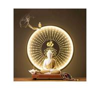 RUNZE765Z Décorations d'intérieur Ornement Feng Shui en céramique avec Lampe d'écriture Bouddhiste Cercle Salon Bureau Statue de Bouddha Feng Shui au Bureau