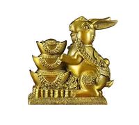 RUNZE765Z Décorations d'intérieur Ornements de Lapin du Zodiaque Chinois, pièce Monnaie en cuivre, Sculpture Feng Shui Fortune, Artisanat décoration for Bureau et étude Feng Shui au Bureau