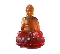 RUNZE765Z Décorations d'intérieur Ornements Zen Statues de Bouddha vitrées Offres familiales Assis Bénisse la Paix Feng Shui au Bureau