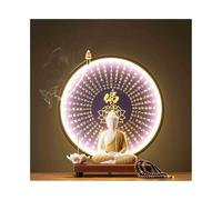 RUNZE765Z Décorations d'intérieur Statue de Bouddha décorative avec Anneau Lumineux Violet, décoration Feng Shui for Salon, Bureau, Hall d'entrée Feng Shui au Bureau