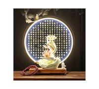 RUNZE765Z Décorations d'intérieur Statue de Bouddha décorative avec cœur en Bois, Lampe et Anneau d'écriture, décoration Bureau, Salon Feng Shui au Bureau