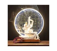 RUNZE765Z Décorations d'intérieur Statue de Bouddha en Forme Main pouvant être placée avec l'encens et Un Anneau Lumineux Bois Feng Shui au Bureau