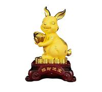 RUNZE765Z Décorations d'intérieur Yuanbao - Sculpture de Lapin doré, pièce Monnaie, du Zodiaque, décoration Bureau, étude, Ornements Feng Shui Feng Shui au Bureau(Petit)