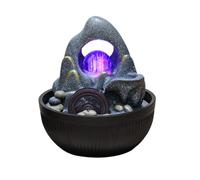 RUNZE765Z Fontaine de Table Fontaine de Bureau en résine écologique, Eau de Montagne, méditation Zen, Cascade d'intérieur, décoration de Table de Bureau Fontaine Interieur(Grand)