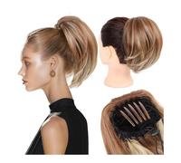 RUNZE765Z postiche Cheveux Naturel Chignon synthétique avec Cordon élastique et Queue de Cheval Courte, Extension Capillaire à Clipser Filet Chignon(12H24)