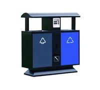 RUNZE765Z Poubelle d'extérieur avec Couvercle Poubelle Commerciale extérieure en métal de Poubelle Double boîte Zones publiques Grande Poubelle d'un Gallon