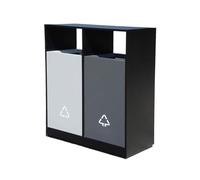 RUNZE765Z Poubelle d'extérieur avec Couvercle Poubelle Double boîte en Acier galvanisé, Poubelle for extérieur, Rue, Espace Public Grande Poubelle d'un Gallon