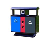 RUNZE765Z Poubelle d'extérieur avec Couvercle Poubelle extérieure en métal à Double boîte, Poubelle for Les espaces publics de la Rue et Cour Grande Poubelle d'un Gallon