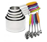 RUNZI Set de 10 tasses à mesurer et cuillères avec poignée empilable pour mesurer la cuillère précise de la composition sèche et liquide