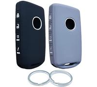 RUNZUIE Lot de 2 télécommandes intelligentes en Silicone à 4 Boutons compatibles avec Mazda 3 6 CX-30 CX-5 CX-9 2021, 2020 et 2019 (Noir avec Gris), Taille S (CDLC1266)