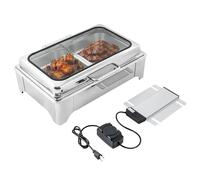 RUODATONLY Chafing Dish électrique 9L, Chauffe Plats Acier Inoxydable Chauffe Buffet Récipient Chauffant Chafing Dish Buffet Warmer Set contrôle de température,pour Buffet Cateri (2 Compartiment)
