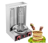 RUODATONLY Grill électrique Machine à Kebab électrique Gril à Kebab électrique Machine à Gyroscope avec 2 brûleurs de Chauffage Gril à Kebab électrique Gril de Table Rôtissage de 10 kg Silver