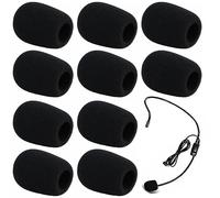 RUOJLING 10 Pcs Bonnette Micro,Mousse Micro,Mousse Micro Casque,Mini Microphone Casque Pare-brise Mousse,Pour La Salle De Classe,Interviews D'Actualités,La Salle De Conférence,Diamètre 8mm,Noir