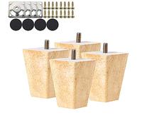 Ruolin Lot de 4 Pieds De Meuble Bois, 6 cm/ 10 cm/ 15 cm Bois Massif de Canapé Pieds avec Plaque de Montage et M8 Vis pour Canapé TV Lit Table à Manger Sièges Fauteuil Meubles