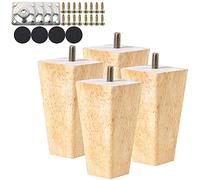 Ruolin Lot de 4 Pieds De Meuble Bois, 6 cm/ 10 cm/ 15 cm Bois Massif de Canapé Pieds avec Plaque de Montage et M8 Vis pour Canapé TV Lit Table à Manger Sièges Fauteuil Meubles