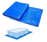 Ruolin Tapis de Sol pour Piscine Rectangulaire, Tapis de Sol et de Protection Bleu pour Piscine Pliable Imperméable Adapté pour Piscine Hors Terre et Bains à Remous 445 x 254cm