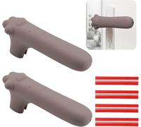 Ruon-Lot De 2 Housses De Poignée De Porte En Silicone Violet Grisâtre En Forme De Griffe De Chat Avec Bande Adhésive Anti-Collision