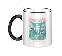 RUOPASWEAST Liam Singer Gallagher Tasse en céramique à bord coloré 330 ml - Tasse à café Britpop vintage avec anse - Tasse à thé en grès durable - Compatible lave-vaisselle - Noir