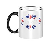 RUOPASWEAST Liam Singer Gallagher Tasse en céramique à bord coloré 330 ml - Tasse à café Britpop vintage avec anse - Tasse à thé en grès durable - Compatible lave-vaisselle - Noir