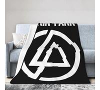 RUOPASWEAST Rock Band Chester Singer Bennington Couverture Polaire - Peluche Microfibre Ultra Douce - Design Groupe Rock - pour Canapé/Lit/Concert - Cadeau Fan Nu Metal (Noir/Logo) 80"x60"