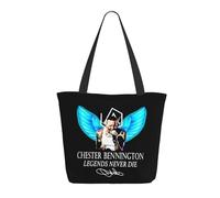 RUOPASWEAST Rock Band Chester Singer Bennington Sac de courses réutilisable pour femme - Sac fourre-tout léger style rock des années 90 - Cadeau écologique pour fan - Motif groupe alternatif