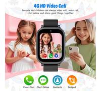 Ruopoem 4G Montre Connectée Enfant, Montre GPS Enfant Tracker avec Appel Vidéo SIM Chat Vocal SOS Réveil Jeux Mode Scolaire Étanche IP68, Montre Telephone EnfantCadeau pour Filles et Garçons