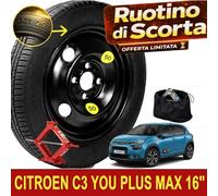 Ruota De Secours 16" Citroen C3 You Plus Max 4 Trous En Acier Noir