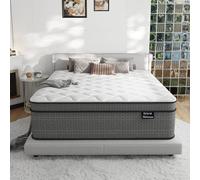 Ruoysun CertiPUR-US Matelas hybride pour lit double de 30,5 cm dans une boîte, peluche moyenne, mousse à mémoire de forme en gel et ressort ensaché individuel pour soulager la pression, soutien des