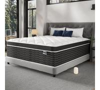 Ruoysun Matelas pour grand lit de 35,6 cm dans une boîte, matelas hybride à fermeté moyenne avec mousse à mémoire de forme en gel et ressorts ensachés, soulagement de la pression et soutien amélioré