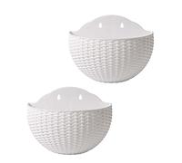 rupusiner Jardinières murales 2pcs Plans de Solution Murale 8.3 * 6, 5 * 3, 7 Pouces Imitation extérieure Rotin clôture en Plastique Semi-Cercle Suspendue