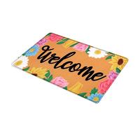 rupusiner Porte Tapis de Bienvenue Floral de Bienvenue Tapis Trappeur Terre intérieure pour la décoration Printemps à la Maison 45 * 75cmforal paillasson