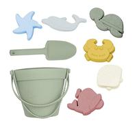 Ruqingg Sand Toy Set Summer Children Beach Backet and Phelt Toy Set Silicone Parent-Child Sandpit Digging Tools for Outdoor, Pack of 8 Light Green