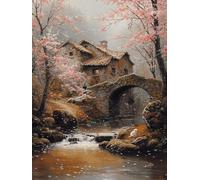 Rural Diamond Painting Adulte Paysage Diamond Painting, 5D DIY Diamant Art Set, Loisirs Créatifs Adultes Kit, Cristal Art Point de Croix Kit Peinture, Cheerful Painting Enfant, Cadeau Femme -TL86I