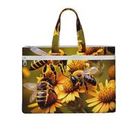 Rural Honey Bees Sac à main 26 x 38,1 cm 2 poches à fermeture éclair Capacité généreuse pour dossiers - Idéal pour les travaux manuels et les voyages