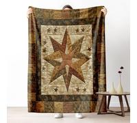 Rural Patchwork Couverture Polaire 100x160 cm, Petit Plaid Style Ferme Western Vintage, Doux et Légère Couverture Lit 1 Personne Jeté de Canapé en Flanelle pour Fille, Garçon, Adulte, Enfant, Ado