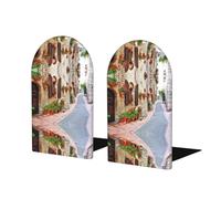 Rural Street Lot de 2 serre-livres en bois imprimé vert - Serre-livres décoratifs pour étagères - Arrête de livre robuste pour cadeau/maison/bureau/école