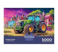 Rural Tractor Casse-tête 1000 Pièces avec Découpe De Précision, Jeu De Puzzles en Lot Village Artpuzzle De Développement Cognitif pour Une Activité Intergénérationnelle, Le
