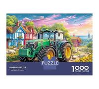Rural Tractor Casse-tête 1000 Pièces avec Découpe De Précision, Jeu De Puzzles en Lot Village Artpuzzle De Développement Cognitif pour Une Activité Intergénérationnelle, Le