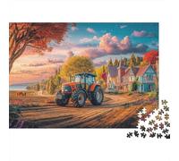 Rural Tractor Scene 1000Pcs Réutilisable pour Adultes Paysage de Ferme Jigsaw Puzzle Développement Enfantin Jouet 70x50cm/1000pc