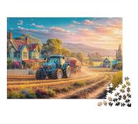 Rural Tractor Scene 1000Pcs Réutilisable pour Adultes Paysage de Ferme Jigsaw Puzzle Développement Enfantin Jouet 52x38cm/1000pc