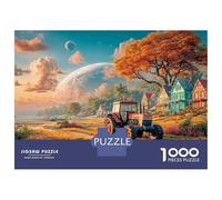 Rural Tractor Scene Puzzle 1000 Pièces Éco-Responsable, Fantasy Planet Landscape Matériau Recy nti-Poussière, Cadeau Éco-Conscient 70x50cm/1000pcs