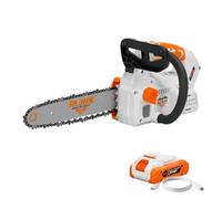 RURIS 2624e Tronçonneuse sur Batterie 20V 4Ah Guide 300mm Coupe 275mm SDS | 3600 tr/min, chaine 7 m/s · Lubrification auto 210 ml · Frein de chaine · Batterie ALFA UP 2400e 20V 4Ah USB-C incluse