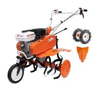 RURIS POWER FOR NATURE Motobineuse 7000fr, 7 CV, 24 Fraises, Largeur de Travaille 560-830mm, guidons Ajustable + Butteur + Lot Contrepoids 10kg, Orange