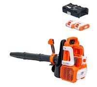 RURIS Souffleur à Dos sans Fil 1284e 4 Vitesses + Mode Turbo, Vitesse 70 m/s, Volume 1100 m³/h, Tube Télescopique, Harnais et 2X Batteries Li-ION 20V + Chargeur Inclus