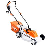 RURIS Tondeuse à Gazon Électrique RXE1500 1500W, Largeur de Coupe 370 mm, Hauteur Réglable 25-75 mm, Bac de Ramassage 35 L, 3300 TR/Min, Orange