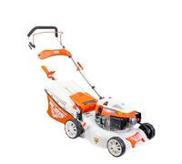 RURIS Tondeuse à Gazon Thermique RX200S, 2,7 CV, 42 cm, Sac 45L, 3 en 1: Collecte, Éjection Arrière, Mulching, Châssis Acier, Hauteur Réglable 25-75 mm, Orange