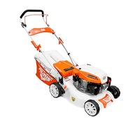 RURIS Tondeuse à Gazon Thermique RX221S, 3,5 CV, 42 cm, Sac 45L, 3 en 1: Collecte, Éjection Arrière, Mulching, Châssis Acier, Hauteur de Coupe 25-75 mm, Orange